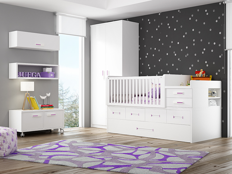 Dormitorio infantil modelo New Avant. Color blanco.
