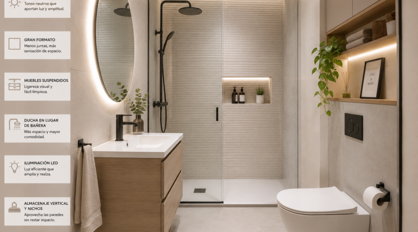 Cómo aprovechar cada centímetro de tu cuarto de baño con mucho estilo.

Cuando el espacio es limitado, un buen diseño marca la diferencia. Encontrar las mejores ideas para un cuarto de baño pequeño permite crear una estancia cómoda, funcional y visualmente más amplia sin renunciar al estilo. La elección de los revestimientos, el pavimento, el mobiliario y la iluminación son aspectos clave para conseguir un resultado equilibrado.

En Esil de Alba sabemos que un baño pequeño puede convertirse en uno de los espacios más atractivos del hogar si se planifica correctamente. A continuación, te mostramos algunas ideas que te ayudarán a sacar el máximo partido a cada metro cuadrado.